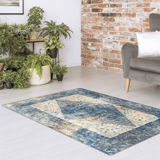 Teppich modern Arabischer Teppich in blau Vintage