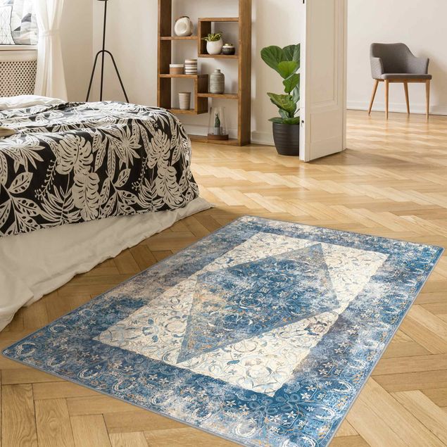 Teppiche groß Arabischer Teppich in blau Vintage