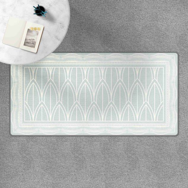 Große Teppiche Art Deco Federn Muster mit Bordüre