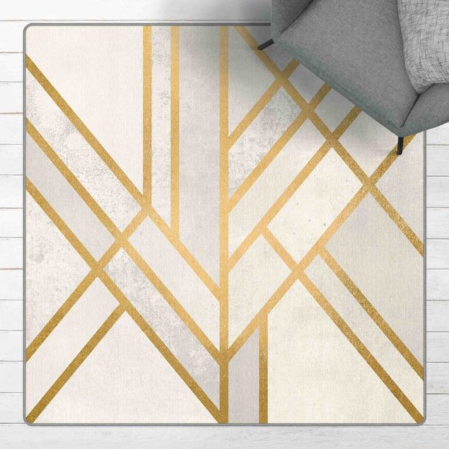 Abstrakte Teppiche Art Deco Geometrie Weiß Gold