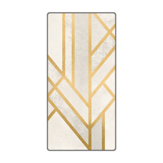 Teppich - Art Deco Geometrie Weiß Gold