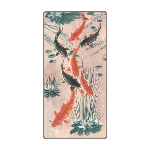 Teppich - Asiatische Malerei Kois im Teich I