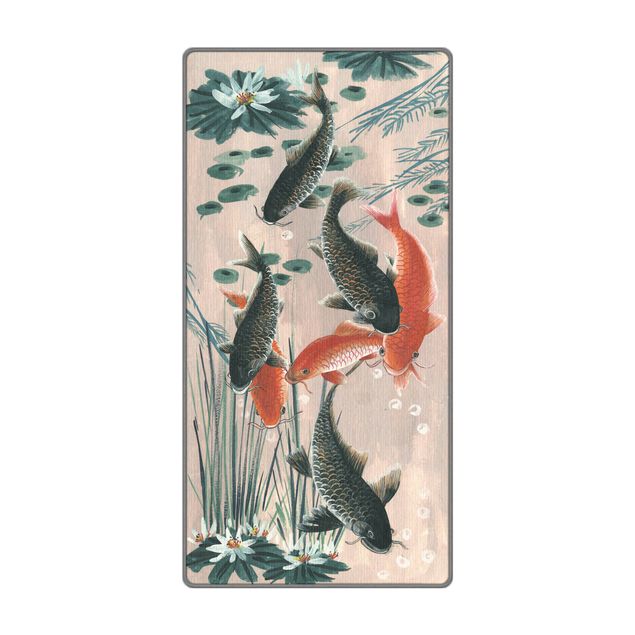 Teppich - Asiatische Malerei Kois im Teich II
