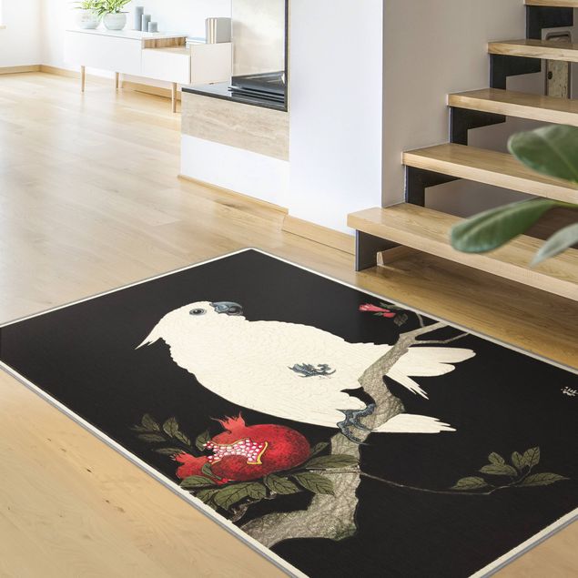 Teppich modern Asiatische Vintage Illustration Weißer Kakadu