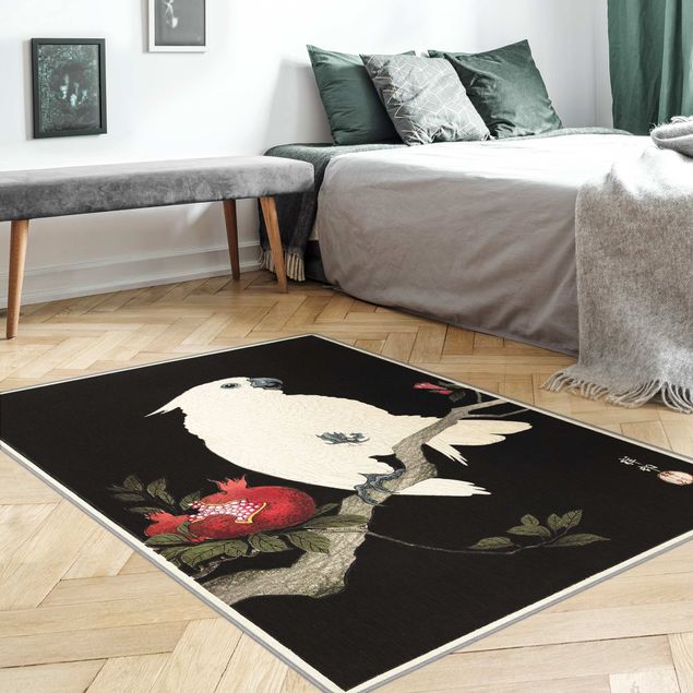 Teppiche groß Asiatische Vintage Illustration Weißer Kakadu