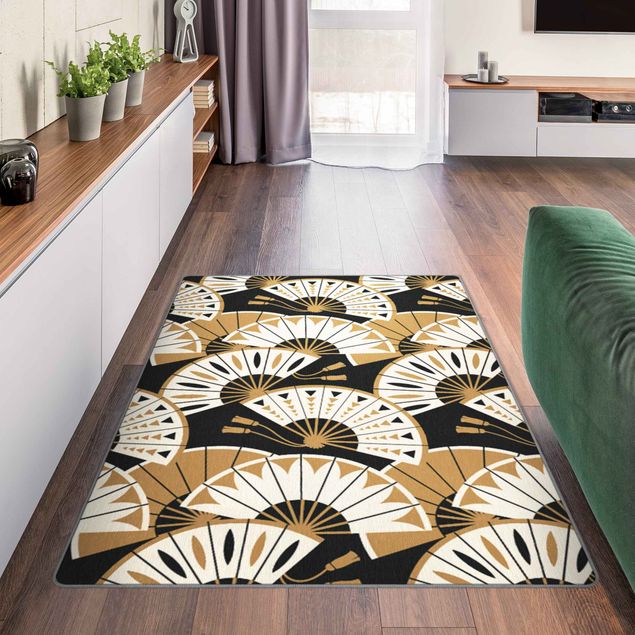Moderner Teppich Asiatisches Muster mit Fächern