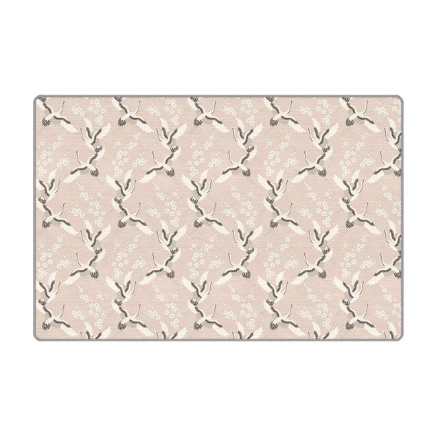Teppich - Asiatisches Muster mit Kranichen und Blüten