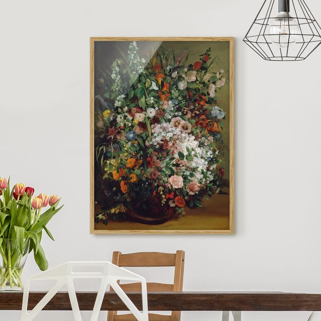 Moderne Bilder mit Rahmen Gustave Courbet - Blumenstrauß in Vase