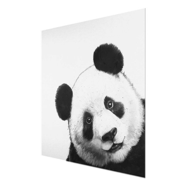 schöne Bilder Illustration Panda Schwarz Weiß Malerei
