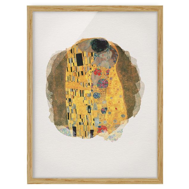 Moderne Bilder mit Rahmen Wasserfarben - Gustav Klimt - Der Kuss