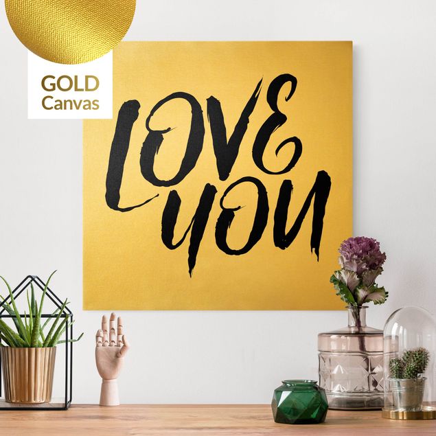 Leinwandbild Gold - Love You - Quadrat 1:1