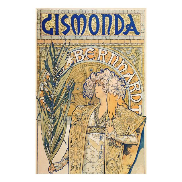 Glasbilder Sprüche Alfons Mucha - Plakat für Theaterstück Gismonda