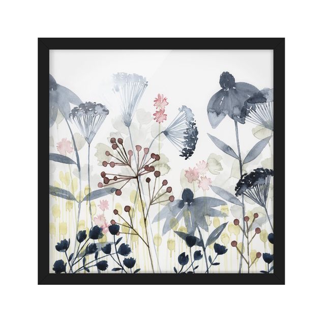 Bild mit Rahmen - Wildblumen Aquarell I - Quadrat 1:1