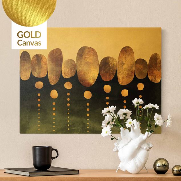 Leinwandbild Gold - Abstrakte goldene Steine - Querformat 4:3