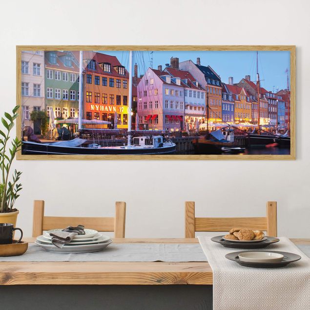 Moderne Bilder mit Rahmen Kopenhagener Hafen am Abend