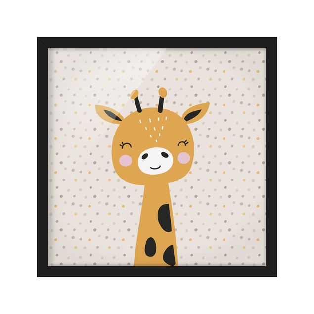 Bild mit Rahmen - Baby Giraffe - Quadrat 1:1