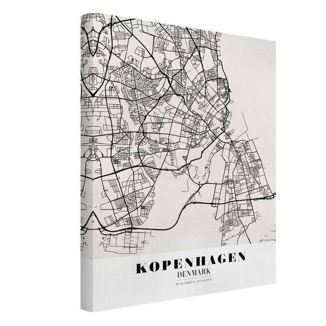 Leinwandbilder Stadtplan Kopenhagen - Klassik