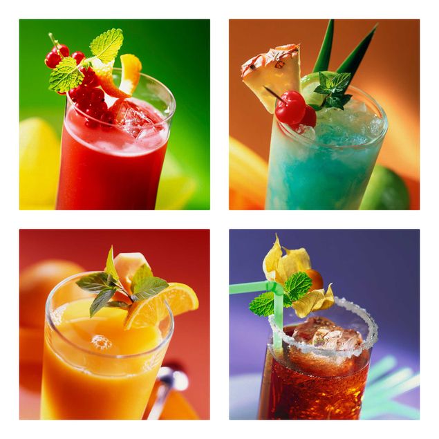 Leinwandbild 4-teilig - Bunte Cocktails