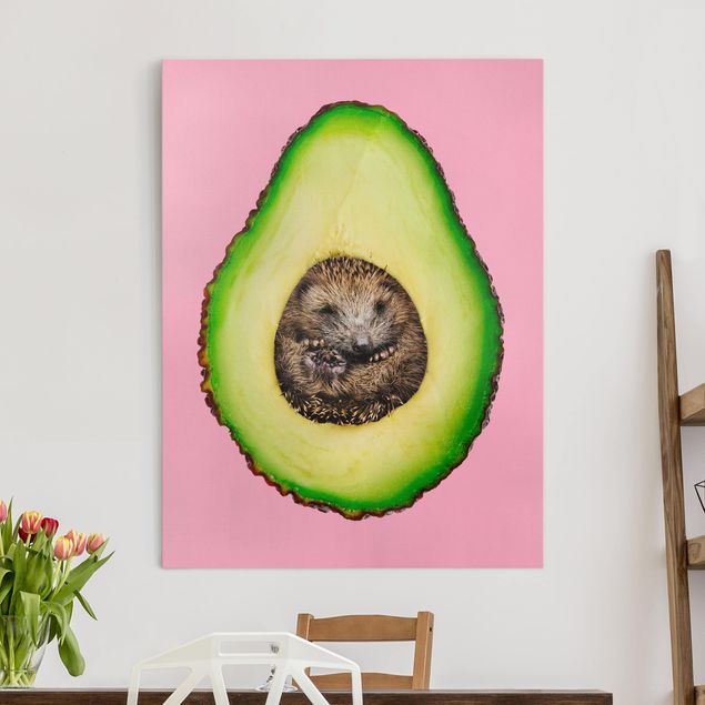moderne Leinwandbilder Avocado mit Igel