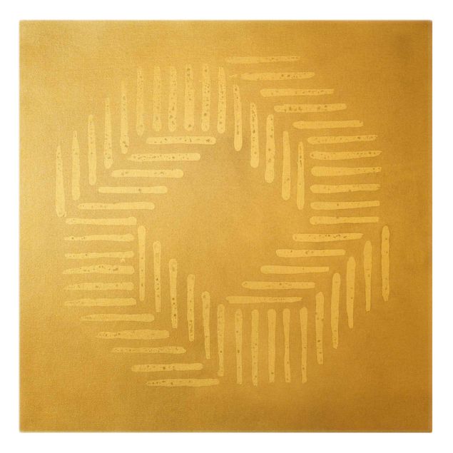 Leinwandbild Gold - Sandfarbene moderne Geometrie - Quadrat 1:1