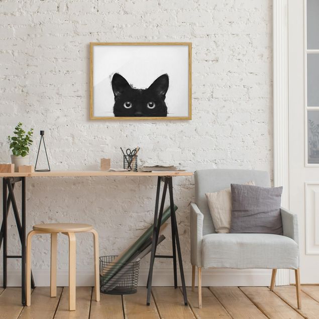 Graves Bilder Illustration Schwarze Katze auf Weiß Malerei