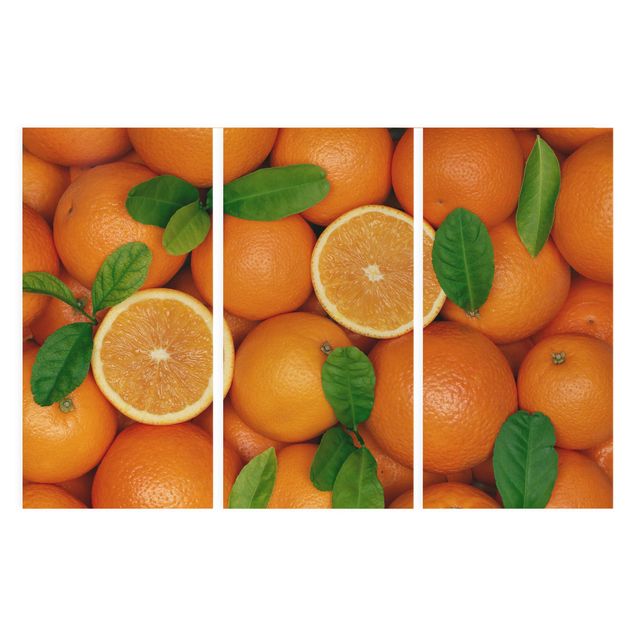 Leinwandbild 3-teilig - Saftige Orangen - Hoch 1:2