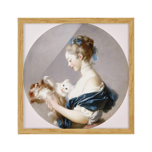 gerahmte Bilder Jean Honoré Fragonard - Mädchen mit Hund