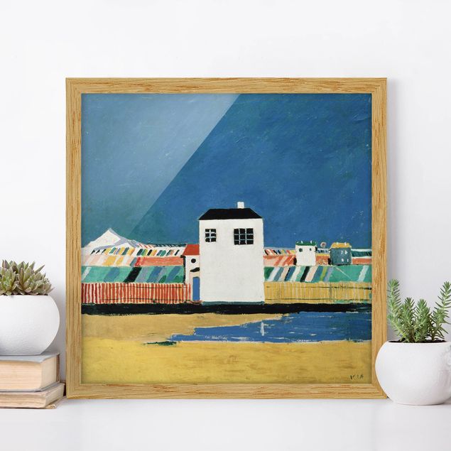 Kunstdrucke mit Rahmen Kasimir Malewitsch - Landschaft mit weißem Haus