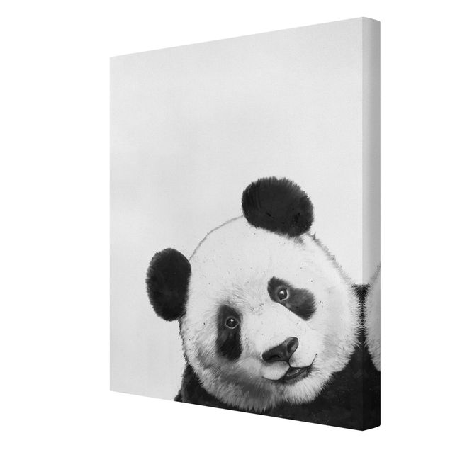 Leinwandbilder Illustration Panda Schwarz Weiß Malerei