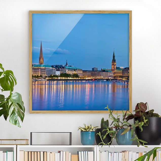 Moderne Bilder mit Rahmen Hamburg Skyline