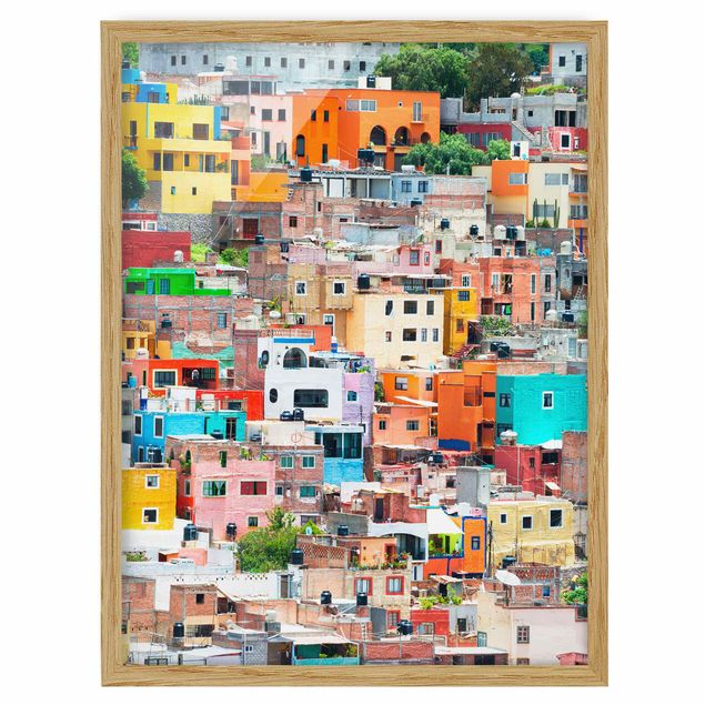 gerahmte Bilder Farbige Häuserfront Guanajuato