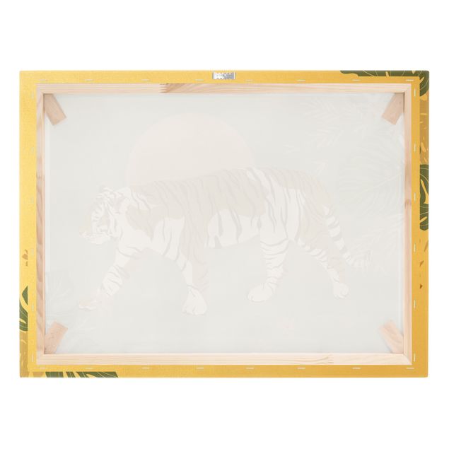 Leinwandbild Gold - Safari Tiere - Tiger im Sonnenuntergang - Querformat 3:4
