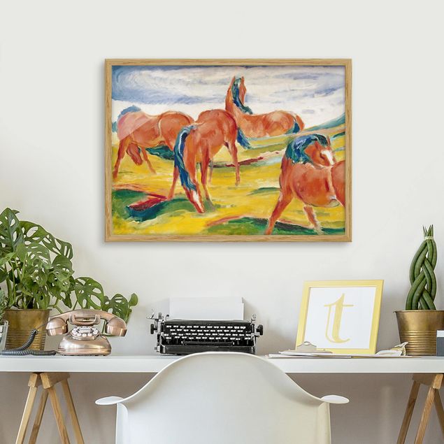 Kunstdrucke mit Rahmen Franz Marc - Weidende Pferde