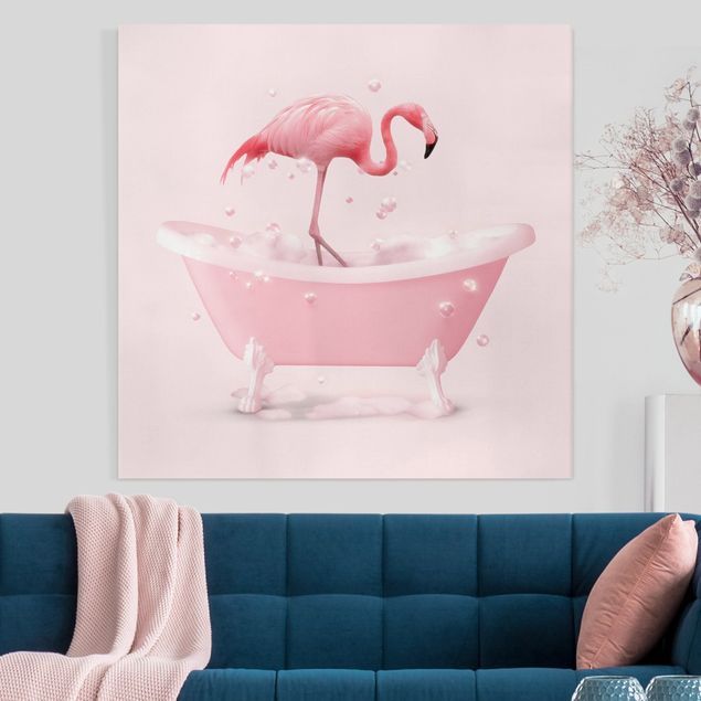 Leinwandbild Vögel Badewannen Flamingo