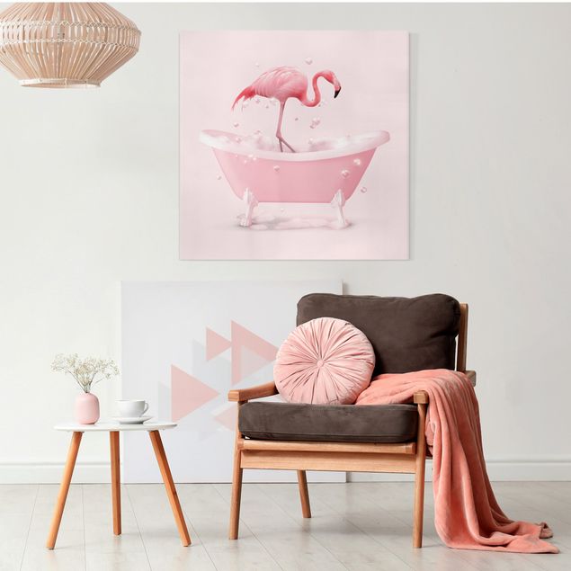 Leinwandbilder modern Badewannen Flamingo