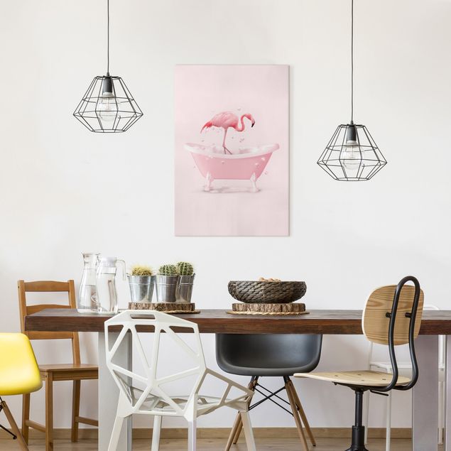 moderne Bilder auf Leinwand Badewannen Flamingo