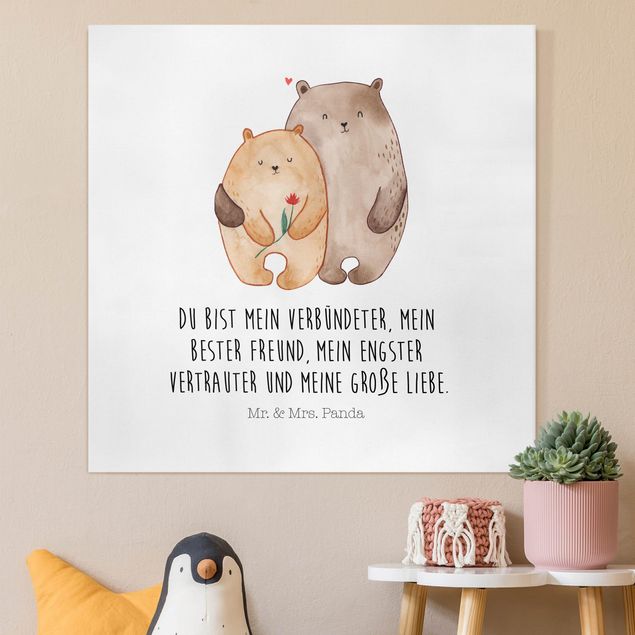 Leinwandbild mit Spruch Mr. & Mrs. Panda - Bär - Große Liebe