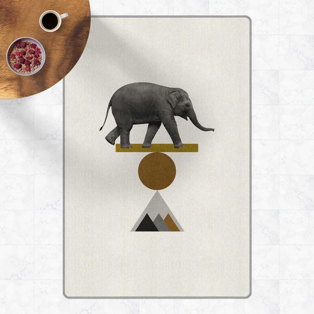 Teppich grau Balancekunst Elefant