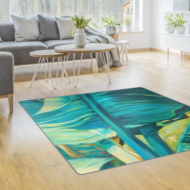 Moderne Teppiche Bananenblatt mit Türkis I