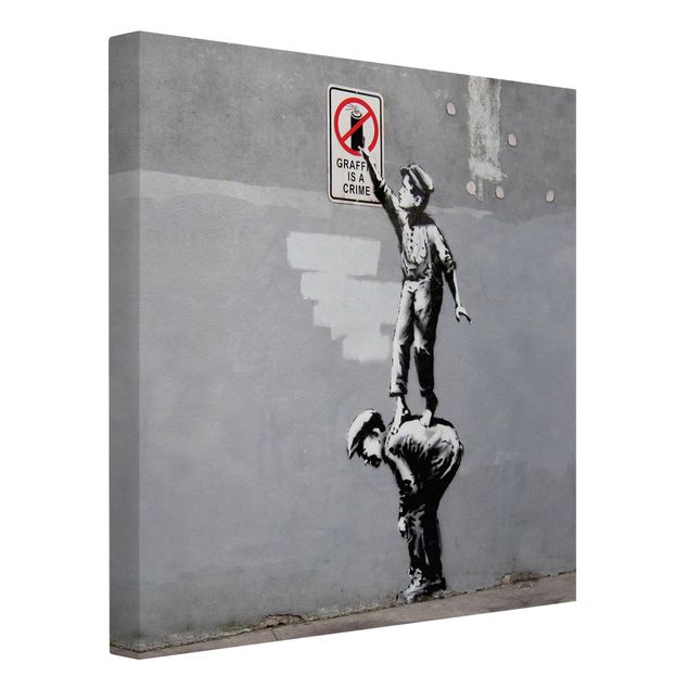 Leinwandbild - Banksy - Graffiti Is A Crime - Quadrat - 1:1