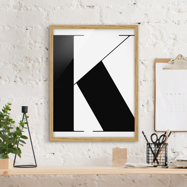 Moderne Bilder mit Rahmen Antiqua Letter K