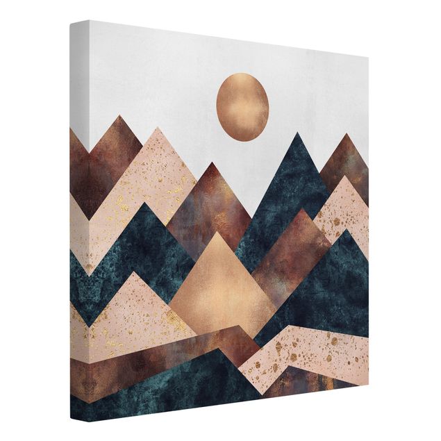 Leinwandbild - Geometrische Berge Bronze - Quadrat 1:1