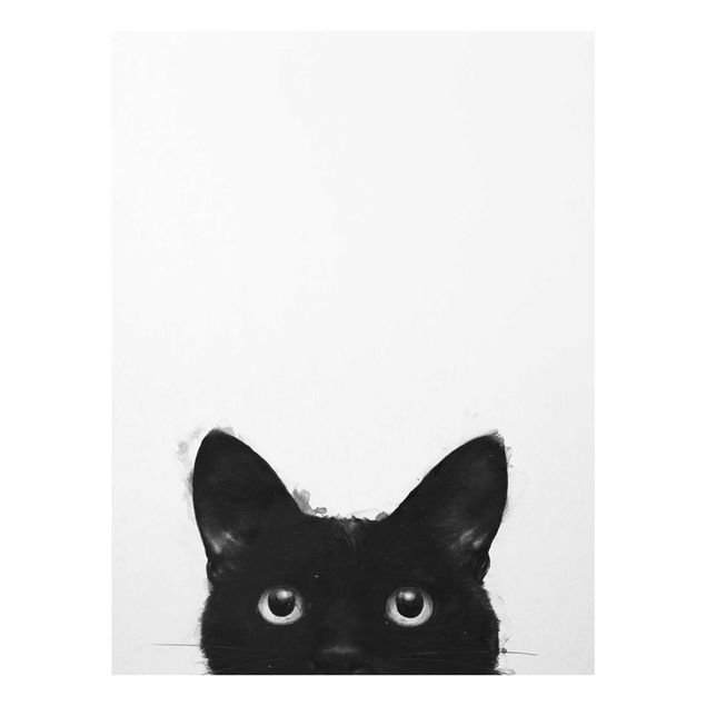 Graves Bilder Illustration Schwarze Katze auf Weiß Malerei