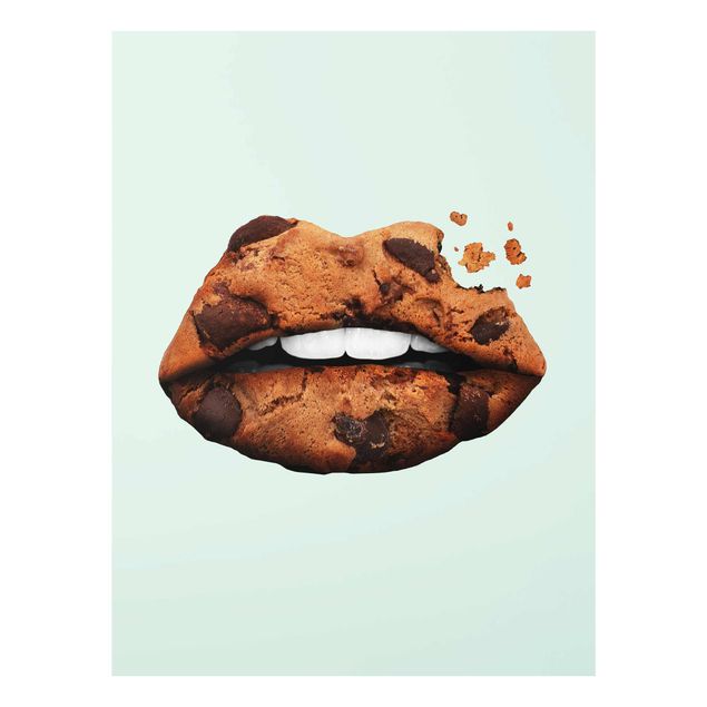Glasbilder Lippen mit Keks