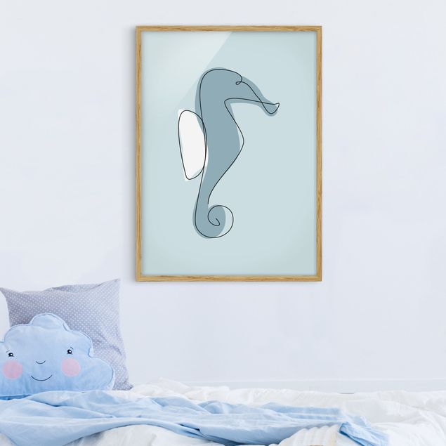 Moderne Bilder mit Rahmen Seepferdchen Line Art