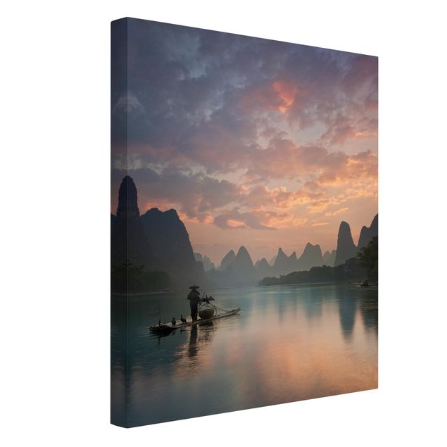 Leinwandbilder kaufen Sonnenaufgang über chinesischem Fluss