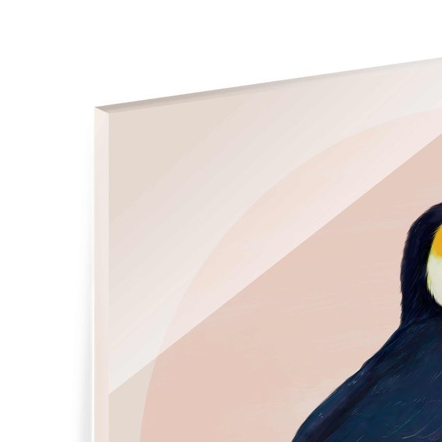 Glasbild - Illustration Vogel Tukan Malerei Pastell - Quadrat 1:1