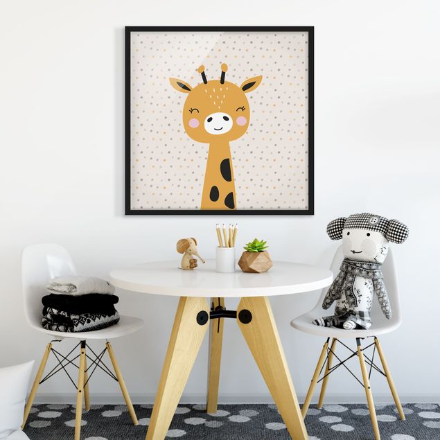 Bild mit Rahmen - Baby Giraffe - Quadrat 1:1
