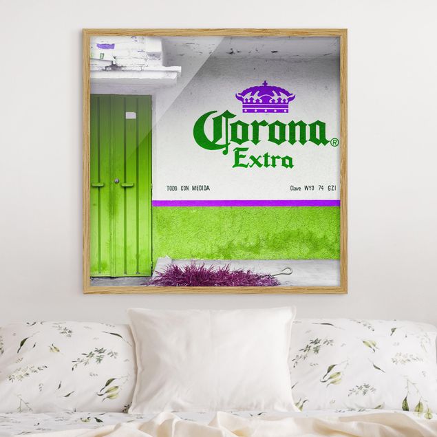 Skylines Bilder mit Rahmen Corona Extra Grün