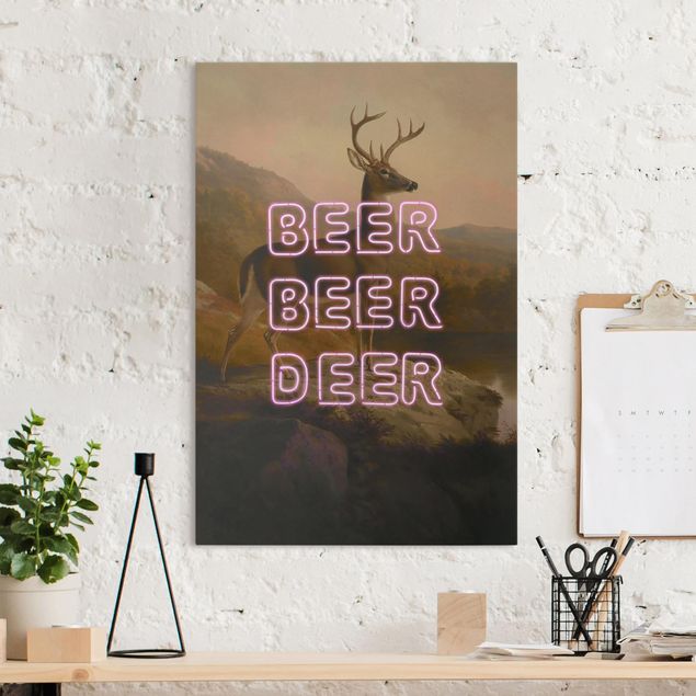 Leinwandbild Hirsch Beer Beer Deer